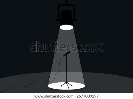 Lonely microphone on the dark stage