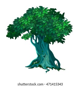 Lonely old deciduous tree. Vector illustration.

