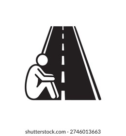 Lonely person walking toward empty road symbolizing isolation and despair