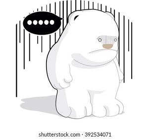 Lonely Polar Bear Character Vector