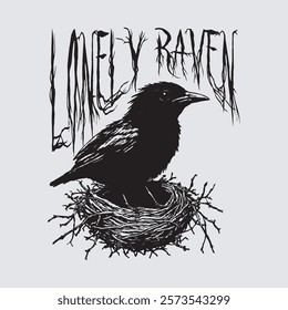 the lonely raven illustration for t shirt