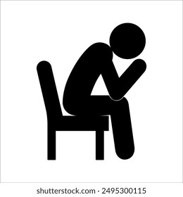 Lonely sad man icon. Outline lonely sad man vector icon for web design isolated on black background.