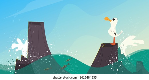 lonely Seagull on the reefs