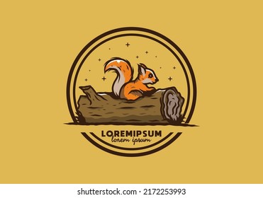 Lonely squirrel hiding in a dead tree trunk illustration design