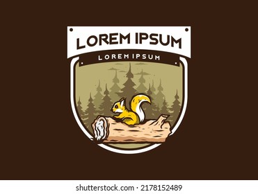 Lonely squirrel hiding in a dead tree trunk illustration design