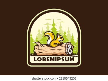 Lonely squirrel hiding in a dead tree trunk illustration design