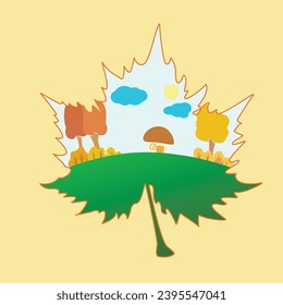 Lonely standing village house in the image of a maple leaf
