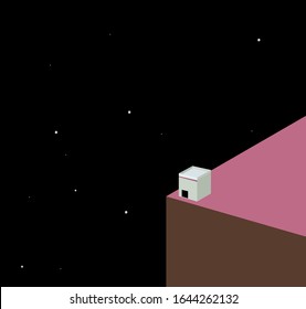 ein einsamer Laden an der Ecke des Raumes mit Sternen auf der Ecke Concept Vektorillustration 