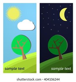 Lonely Tree. Day and Night on a Clearing.

