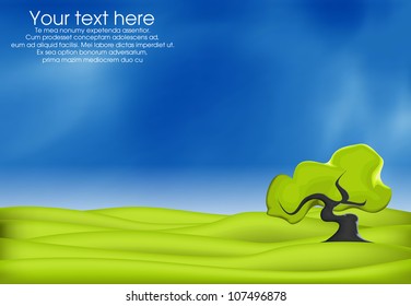Lonely tree in field background