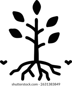 Lonely Tree Silhouette Featuring Single Leaf On Black Background Design