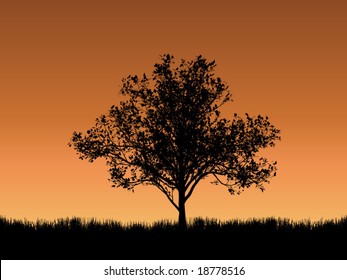 Lonely tree vector background