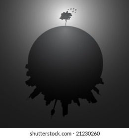 The lonely tree - vector illustration