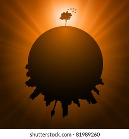 the lonely tree - vector illustration
