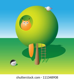Lonely tree as wild animals house