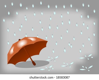 Lonely umbrella and the gray rainy day