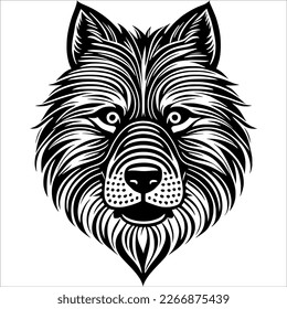 Lonely Wolf, Howling in the Night: A Black and White Vector Illustration
