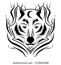 Lonely wolf lineart design. perfect to use for tatto design or t shirt design