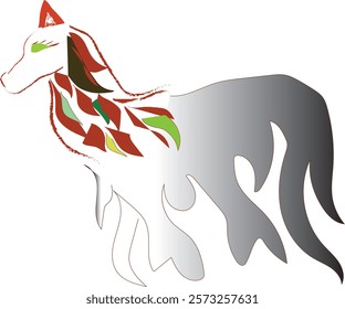 a lonely wolf running abstractly 