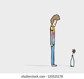 Lonely young man with copy space