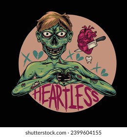 Lonely Zombie His Hands Form a Symbol of Love