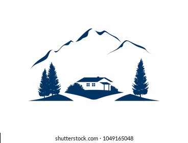 lonesome cottage in the mountains vector illustration