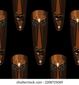 Long African Ethnic Mask Brown Color