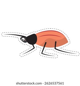 Long antenna cartoon bug. Vector illustration