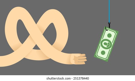 Long arm, money on a hook. Cheating
