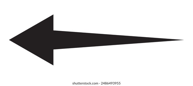 Long arrow black isolated on white background. long arrow symbol pointing left.