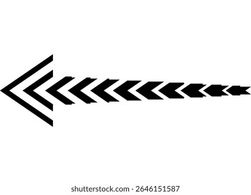 Long arrow from black lines on white background. Direction indicator. Navigation. Vector background with place for text. Vector design element