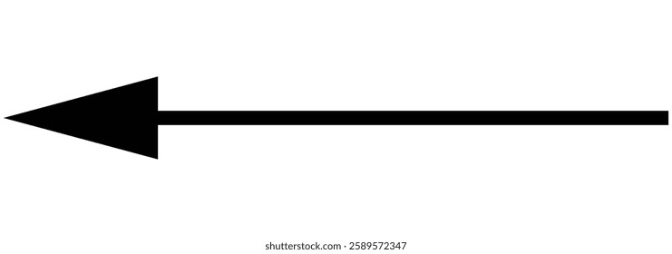 Long arrow. Black arrow pointing left. Black thine arrow pointing left.  thine long arrow. Vector illustration eps 888.