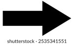 Long arrow. Black arrow pointing right. Black large arrow pointing right. Bold thine long arrow. Vector illustration.