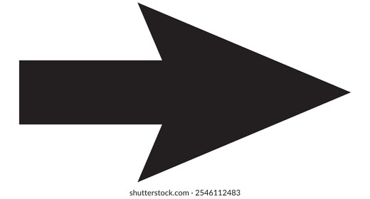 Long arrow. Black arrow pointing right. Black large arrow pointing right. Bold thine long arrow. Vector illustration.