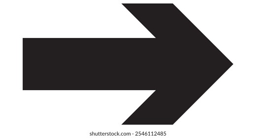 Long arrow. Black arrow pointing right. Black large arrow pointing right. Bold thine long arrow. Vector illustration.