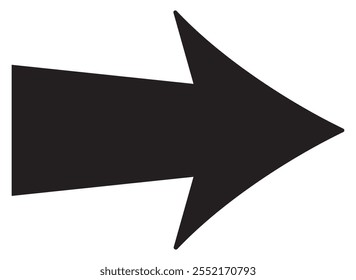Long arrow. Black arrow pointing right. Black large arrow pointing right. Bold thine long arrow. Vector illustration.