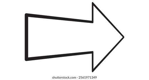 Long arrow. Black arrow pointing right. Black large arrow pointing right. Bold thine long arrow. Vector illustration.
