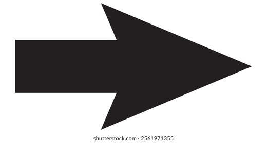 Long arrow. Black arrow pointing right. Black large arrow pointing right. Bold thine long arrow. Vector illustration.
