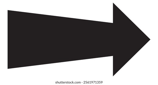 Long arrow. Black arrow pointing right. Black large arrow pointing right. Bold thine long arrow. Vector illustration.
