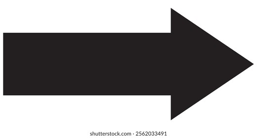Long arrow. Black arrow pointing right. Black large arrow pointing right. Bold thine long arrow. Vector illustration.