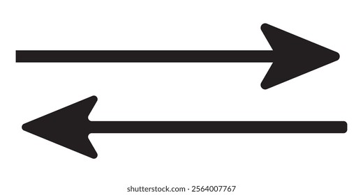 Long arrow. Black arrow pointing right. Black large arrow pointing right. Bold thine long arrow. Vector illustration.