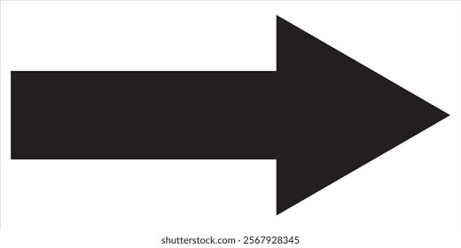 Long arrow. Black arrow pointing right. Black large arrow pointing right. Bold thine long arrow. Vector illustration.