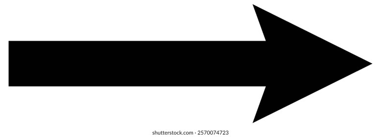Long arrow. Black arrow pointing right. Black large arrow pointing right. Bold thine long arrow. Vector illustration. EPS 10