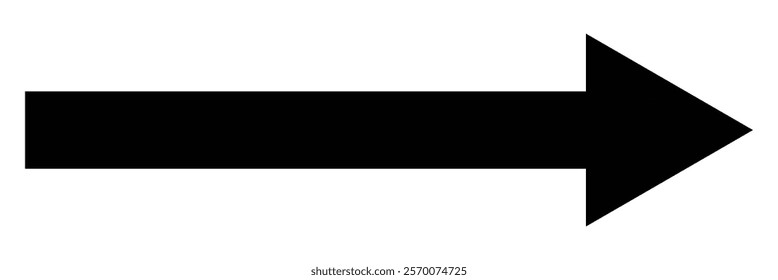 Long arrow. Black arrow pointing right. Black large arrow pointing right. Bold thine long arrow. Vector illustration. EPS 10