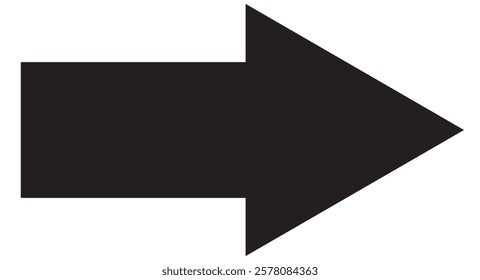 Long arrow. Black arrow pointing right. Black large arrow. Bold thine long arrow. Vector illustration.