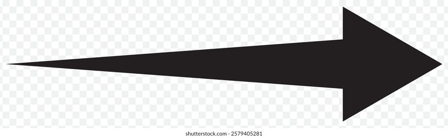 Long arrow. Black arrow pointing right. Black large arrow. Bold thine long arrow. Vector illustration. Eps 10.