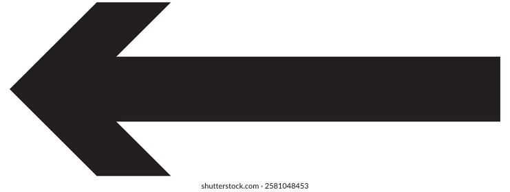 Long arrow. Black arrow pointing right. Black large arrow. Bold thine long arrow. Vector illustration.