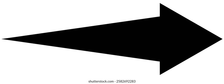 Long arrow. Black arrow pointing right. Black bold large arrow. Large forward, right pointing solid long arrow symbol. vector illustrator