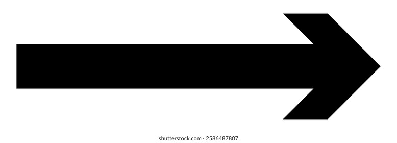 Long arrow Black  pointing right. Black large arrow pointing right. Bold thine long arrow. long arrow Vector illustration.