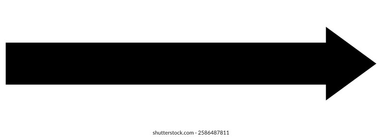 Long arrow Black  pointing right. Black large arrow pointing right. Bold thine long arrow. long arrow Vector illustration.